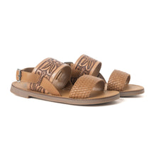 Load image into Gallery viewer, Pinehorn Handtooled Leather Sandals in Oak Brown