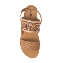 Load image into Gallery viewer, Pinehorn Handtooled Leather Sandals in Oak Brown