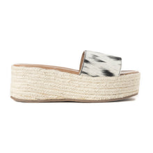 Load image into Gallery viewer, Mesa Mane Hairon Leather Sandals in Black &amp; White