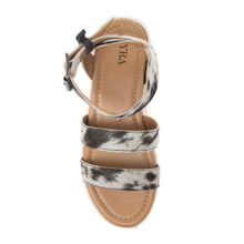 Load image into Gallery viewer, Longhorn Lasso Leather Sandals in Cowprint Hairon