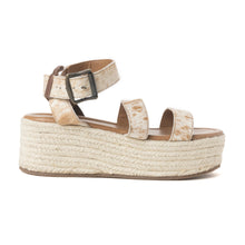 Load image into Gallery viewer, Longhorn Lasso Leather Sandals in Brown &amp; White Hairon