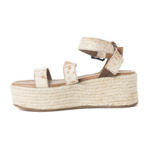 Load image into Gallery viewer, Longhorn Lasso Leather Sandals in Brown &amp; White Hairon