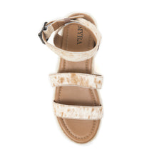 Load image into Gallery viewer, Longhorn Lasso Leather Sandals in Brown &amp; White Hairon