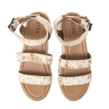 Load image into Gallery viewer, Longhorn Lasso Leather Sandals in Brown &amp; White Hairon