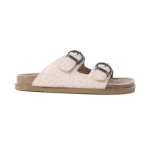 Load image into Gallery viewer, Myra Desert Lily Embossed Leather Sandals in Antique White