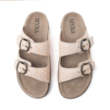 Load image into Gallery viewer, Myra Desert Lily Embossed Leather Sandals in Antique White
