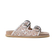 Load image into Gallery viewer, Myra Marlowe Western Handtooled Leather Sandals in Ivory Bloom