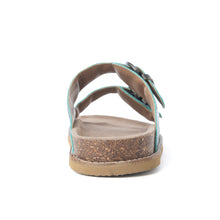 Load image into Gallery viewer, Myra Prairie Wind Embossed Leather Sandals in Western Jade