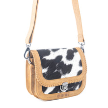 Load image into Gallery viewer, Myra Luna Frost Hairon Leather Bag in Golden Saddle