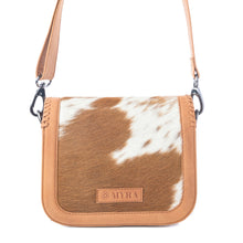 Load image into Gallery viewer, Myra Sunset Mirage Hairon Leather Bag in Maple White
