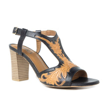 Load image into Gallery viewer, Rodeo Rose Handtooled Leather Heels in Natural Brown