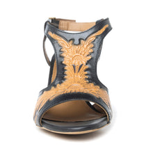 Load image into Gallery viewer, Rodeo Rose Handtooled Leather Heels in Natural Brown