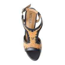 Load image into Gallery viewer, Rodeo Rose Handtooled Leather Heels in Natural Brown