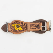 Load image into Gallery viewer, Lone Star Handtooled Leather Watch Band in Antique Tan