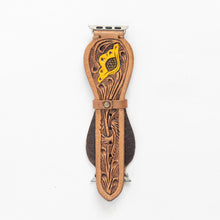 Load image into Gallery viewer, Lone Star Handtooled Leather Watch Band in Antique Tan