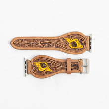 Load image into Gallery viewer, Lone Star Handtooled Leather Watch Band in Antique Tan