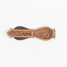 Load image into Gallery viewer, Lone Star Handtooled Leather Watch Band in Light Saddle Tan