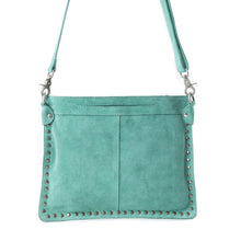 Load image into Gallery viewer, Texas Rose Western Embroidered Leather Bag in Turquoise