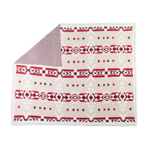 Load image into Gallery viewer, Canyon Arrows Aztec Cotton Throw Blanket in Crimson Ivory