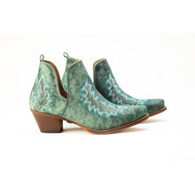 Load image into Gallery viewer, Myra Sagebreeze Embroidered Leather Booties in Lagoon Teal