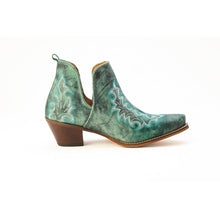 Load image into Gallery viewer, Myra Sagebreeze Embroidered Leather Booties in Lagoon Teal