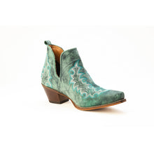 Load image into Gallery viewer, Myra Sagebreeze Embroidered Leather Booties in Lagoon Teal