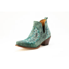 Load image into Gallery viewer, Myra Sagebreeze Embroidered Leather Booties in Lagoon Teal