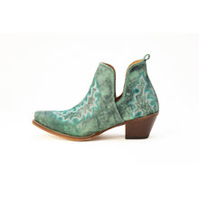 Load image into Gallery viewer, Myra Sagebreeze Embroidered Leather Booties in Lagoon Teal