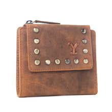 Load image into Gallery viewer, Yellowstone Westmere Studded Credit Card Holder in Amber