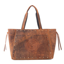 Load image into Gallery viewer, Yellowstone Legacy Studded Leather Tote in Amber