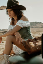 Load image into Gallery viewer, Yellowstone Legacy Studded Leather Tote in Amber