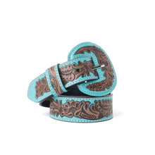 Load image into Gallery viewer, Barrel Bloom Leather Belt in Mahogany Brown