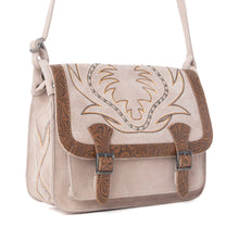 Load image into Gallery viewer, Myra Amberwood Suede Leather Boot Embroidered Leather Bag in Amber