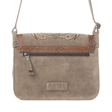 Load image into Gallery viewer, Myra Amberwood Suede Leather Boot Embroidered Bag in Olive Taupe