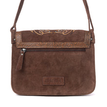 Load image into Gallery viewer, Myra Amberwood Suede Leather Boot Embroidered Leather Bag in Chestnut Brown