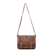 Load image into Gallery viewer, Myra Amberwood Suede Leather Boot Embroidered Leather Bag in Chestnut Brown
