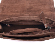 Load image into Gallery viewer, Myra Amberwood Suede Leather Boot Embroidered Leather Bag in Chestnut Brown