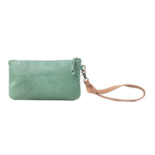 Load image into Gallery viewer, Myra Empire Green Studded Wash Leather Pouch in Desert Olive
