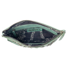 Load image into Gallery viewer, Myra Empire Green Studded Wash Leather Pouch in Desert Olive