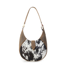 Load image into Gallery viewer, Myra Dakota Moon Hairon Leather Bag in Midnight Tan