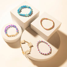 Load image into Gallery viewer, Myra Boho Graffiti Stack Bracelet in Prairie Blue