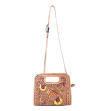 Load image into Gallery viewer, Myra Spirit Bloom Handtooled Leather Bag in Aged Mahogany