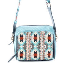 Load image into Gallery viewer, Myra Pueblo Charm Aztec Crossbody Bag in Frontier Blue