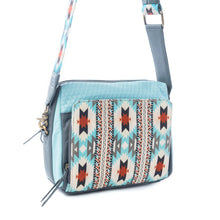 Load image into Gallery viewer, Myra Pueblo Charm Aztec Crossbody Bag in Frontier Blue