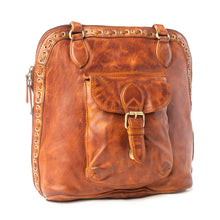 Load image into Gallery viewer, Myra Hearthfire Buckled Genuine Leather Bag in Cognac Brown