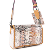 Load image into Gallery viewer, Myra Elysian Charm Leather Shoulder Bag in Onyx Snake Print