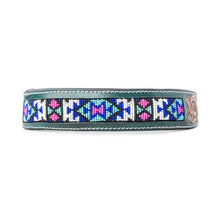 Load image into Gallery viewer, Turquoise Blossom Western Dog Collar in Brown