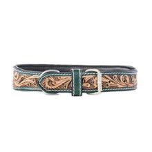 Load image into Gallery viewer, Turquoise Blossom Western Dog Collar in Brown