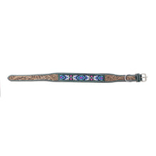 Load image into Gallery viewer, Turquoise Blossom Western Dog Collar in Brown