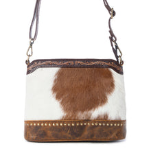 Load image into Gallery viewer, Myra Prairie Forge Studded Hairon Leather Bag in Rodeo Brown